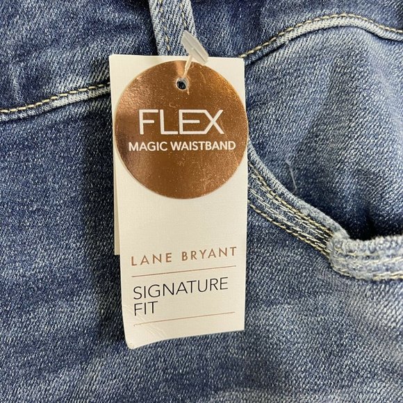 LANE BRYANT FLEX SIZE 26W SKINNY MID RISE MEDIUM WASH DESTRUCTED WOMEN JEANS NWT - Picture 9 of 12